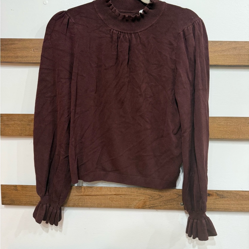 Chic Maroon Ruffled Women's Blouse